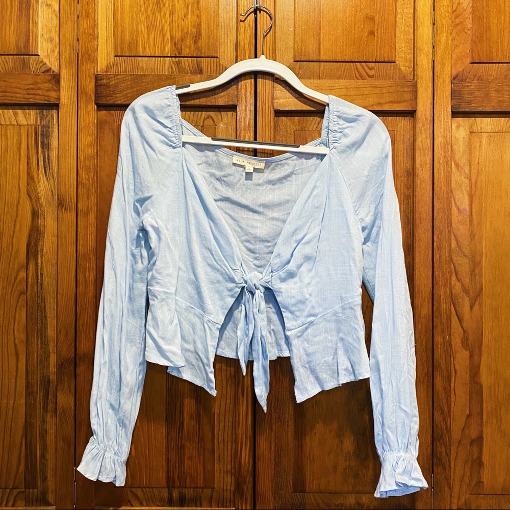 LA Hearts Tie Front Long Sleeve